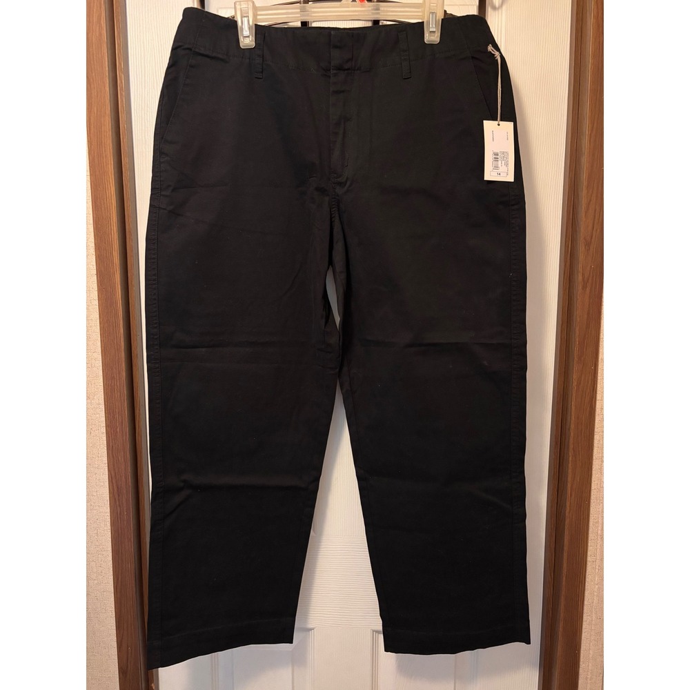 A New Day Womens Black Stretch Chino Pants Straight Leg Size 14 NWT